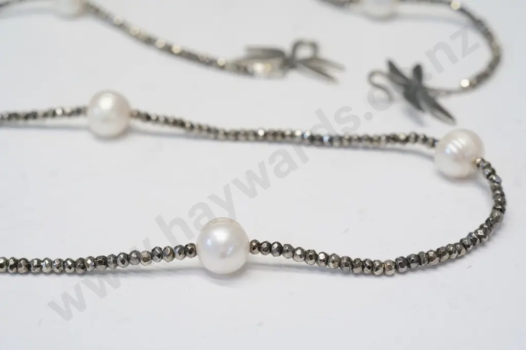 silver dragon fly long necklace stamped 925 Image 1++