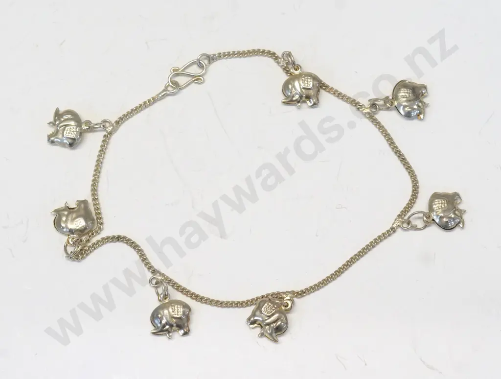silver anklet with elephants Image 1++