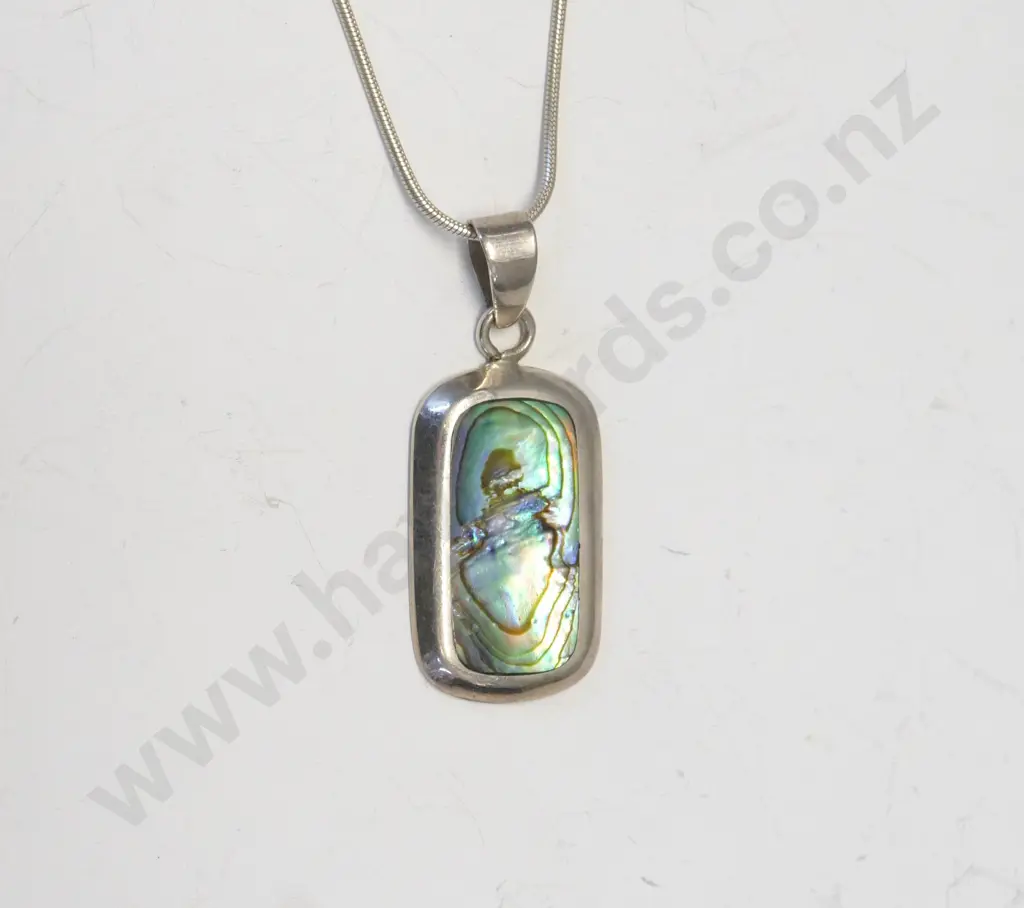 silver paua shell necklace stamped 925 Image 1++