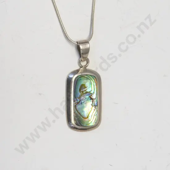 silver paua shell necklace stamped 925