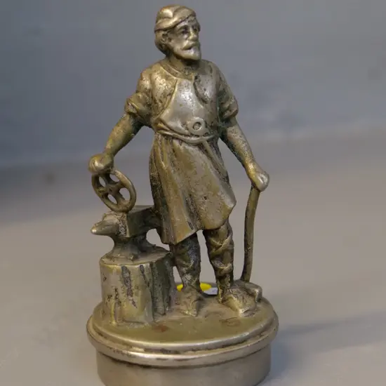 circa 1930s Vulcan car mascot - blacksmith figure (plated brass?) H-140