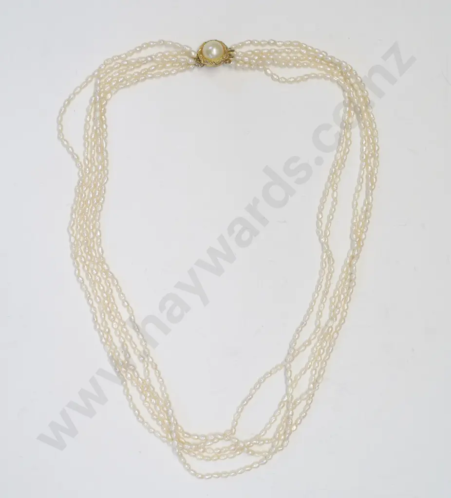 5 strand cultured small pearl necklace Image 1++