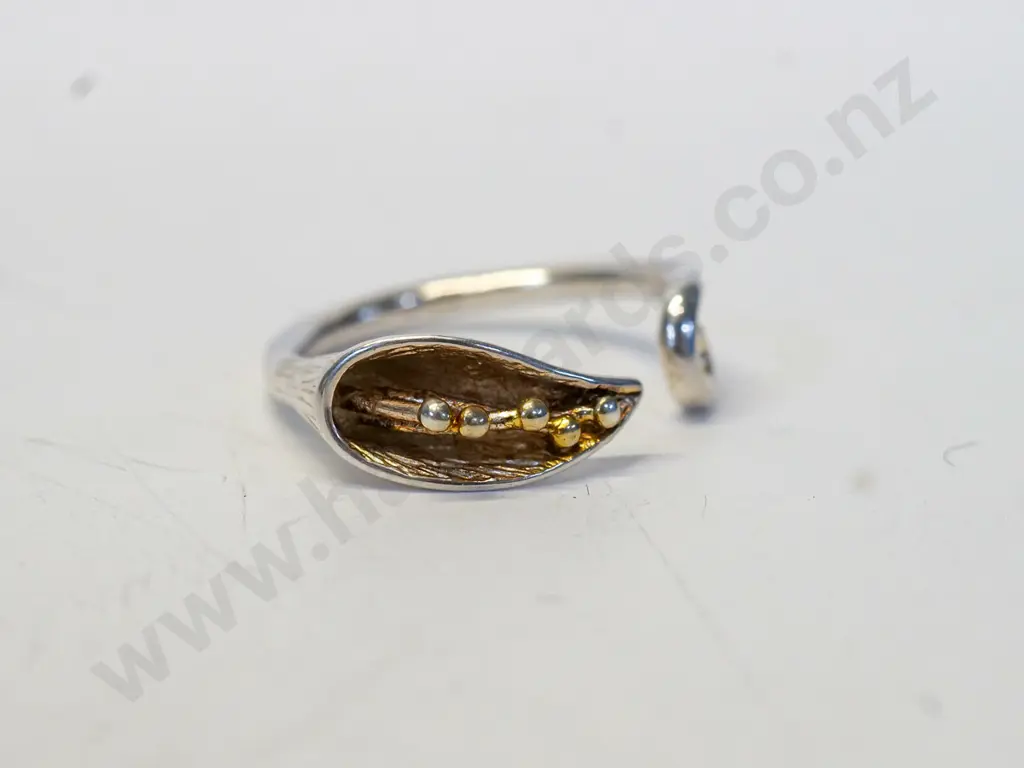 silver split leaf ring stamped 925 Image 1++
