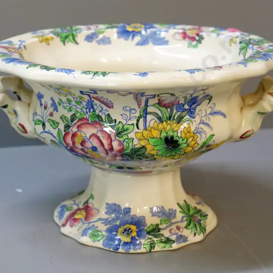 Masons Strathmore pattern large handled comport bowl H-150 D-260