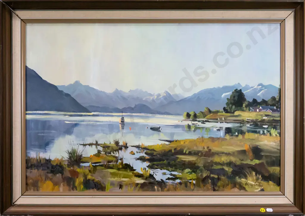 Harry Smith '75 - framed oil "Evening Wanaka" H-500 W-750  (frame needs attention) Image 1++