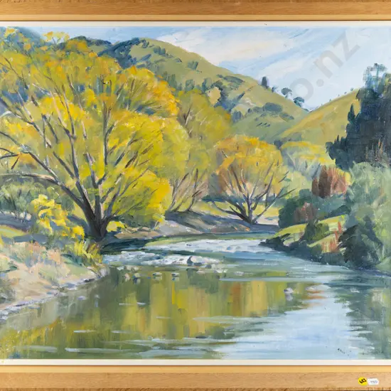 Olive Becker - framed oil "Autumn in Maitai Valley" H-500 W-600