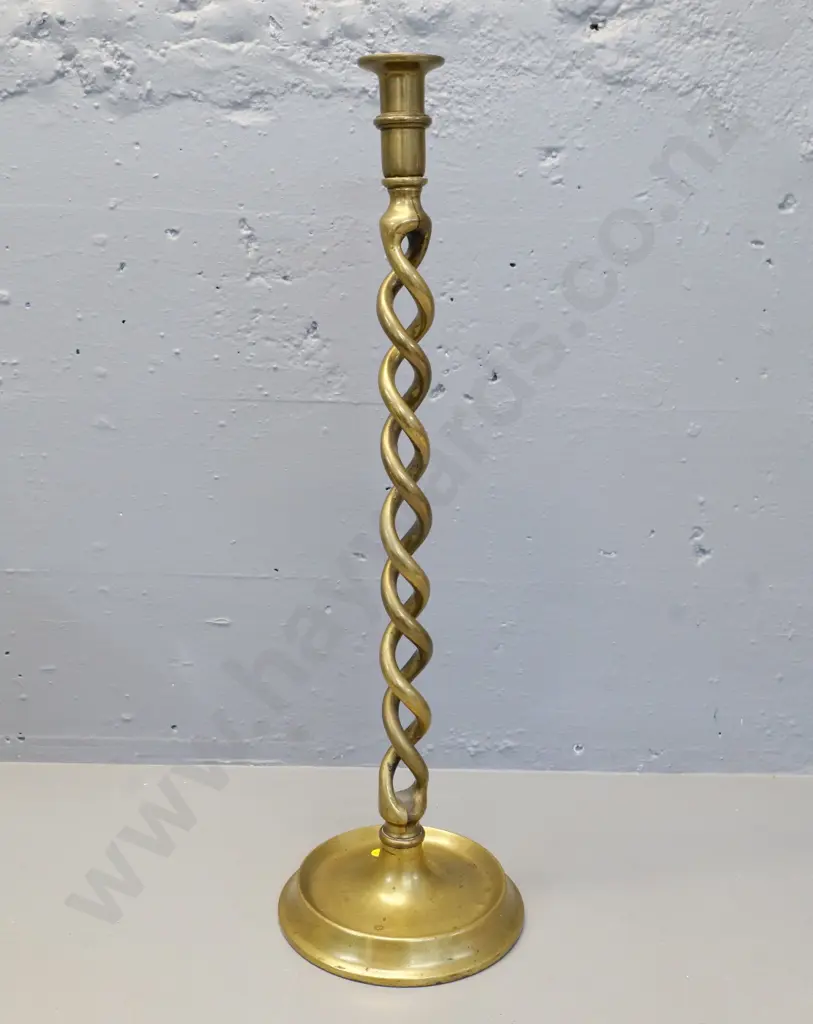 large vintage cast brass spiral twist candlestick H-530 Diameter 160 at base Image 1++