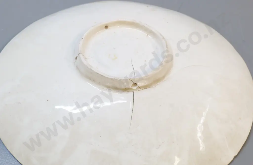 large pottery wall charger with hand-painted nautilus design - firing cracks on back, one visible on front. Diameter 410 Image 1++