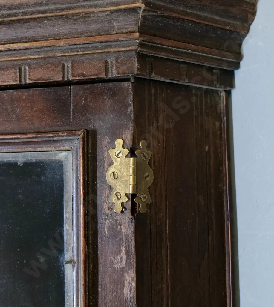 vintage mahogany small hanging corner cabinet w/key, replaced brass hinges, damage and hole in back H700 W380 D265 Image 1++