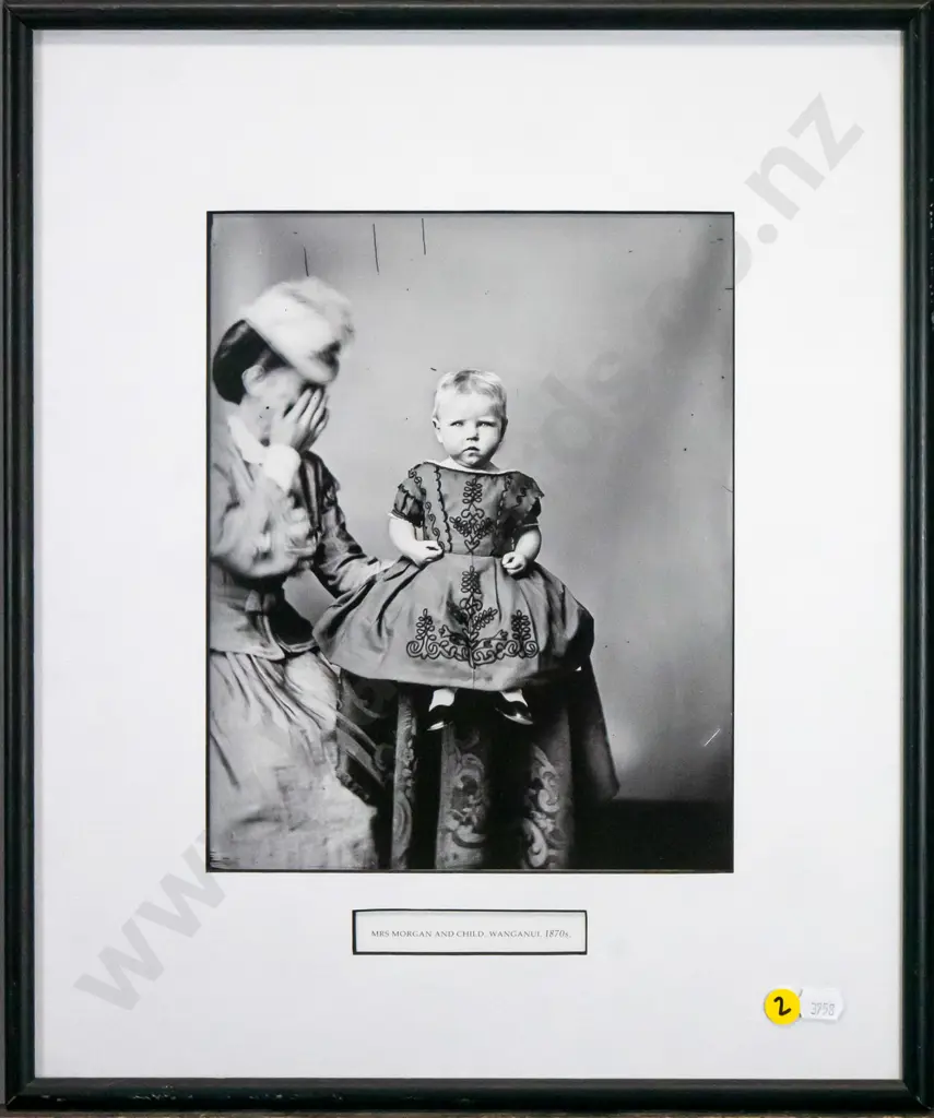 framed digital photo print - Mrs Morgan and child, Wanganui 1870s H-260 W-210 Image 1++