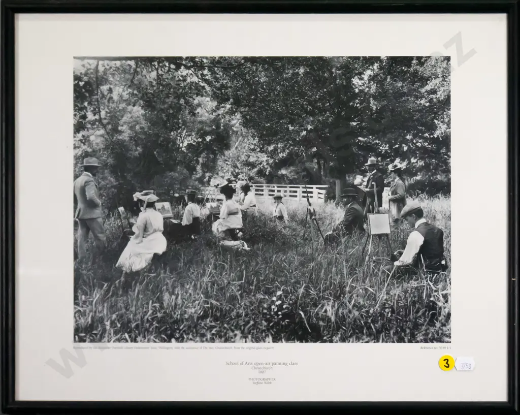 framed digital photo print - open air painting, Christchurch, 1907 H-250 W-330 Image 1++