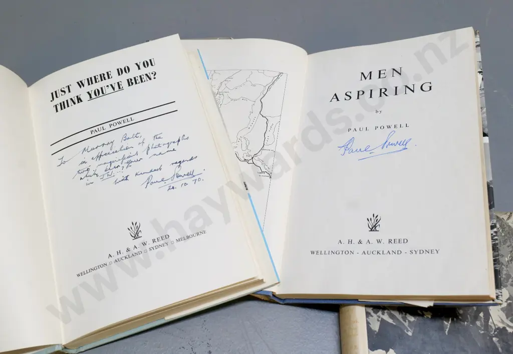 4 New Zealand mountaineering/history books - Paul Powell signed copy, Bannockburn book w/maps, Murray Bolt photos etc. Image 1++