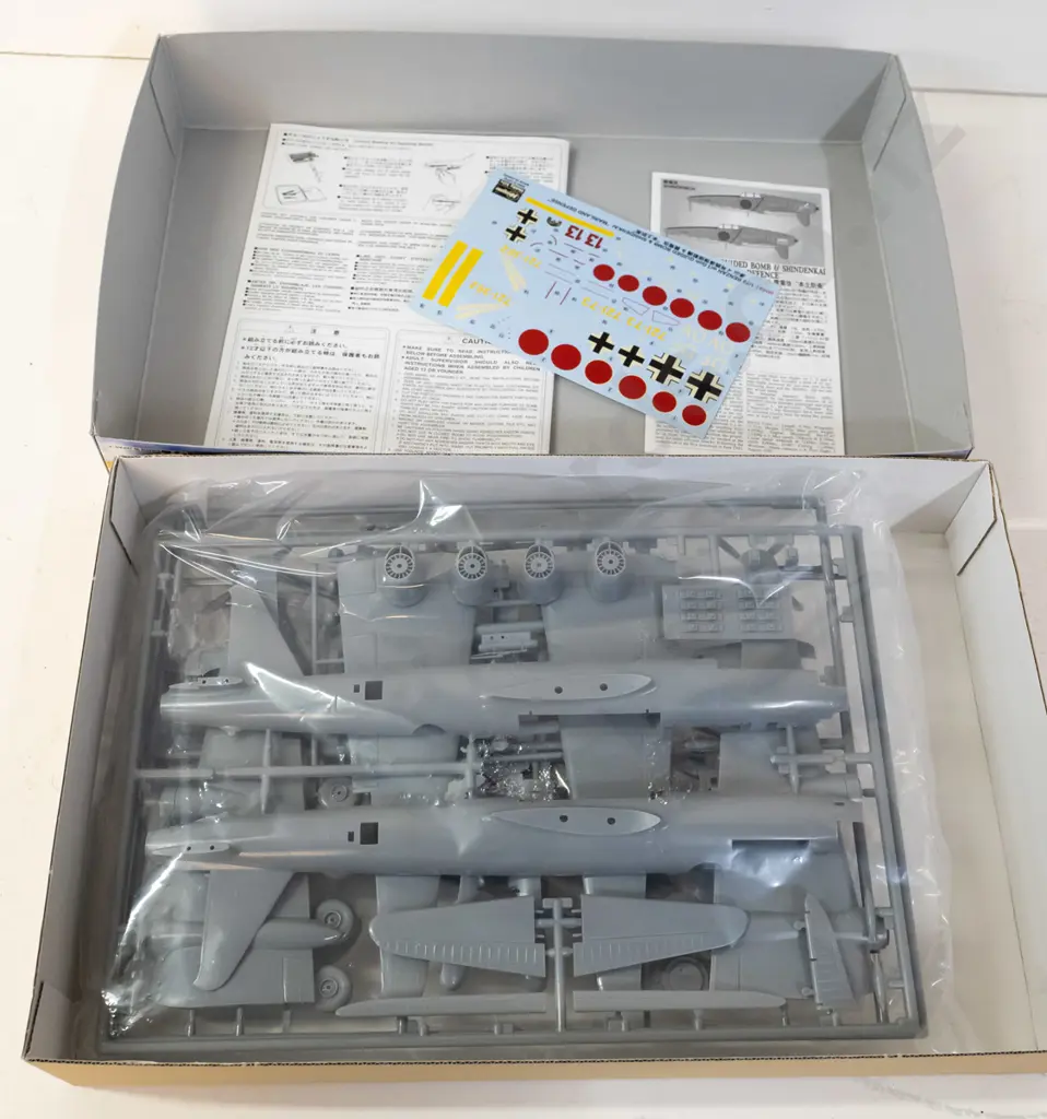 Unassembled boxed plastic model kit - Hasegawa 1:72 Japanese Renzan with guided bomb and Shindenkai Image 1++