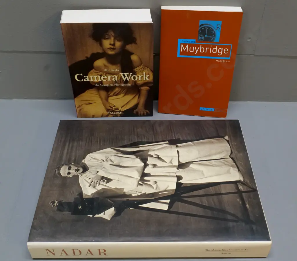 3 photo books - Nadar, pub 1995, Alfred Stieglitz Camera Work complete (small edition) and Edweard Muybridge biography Image 1++