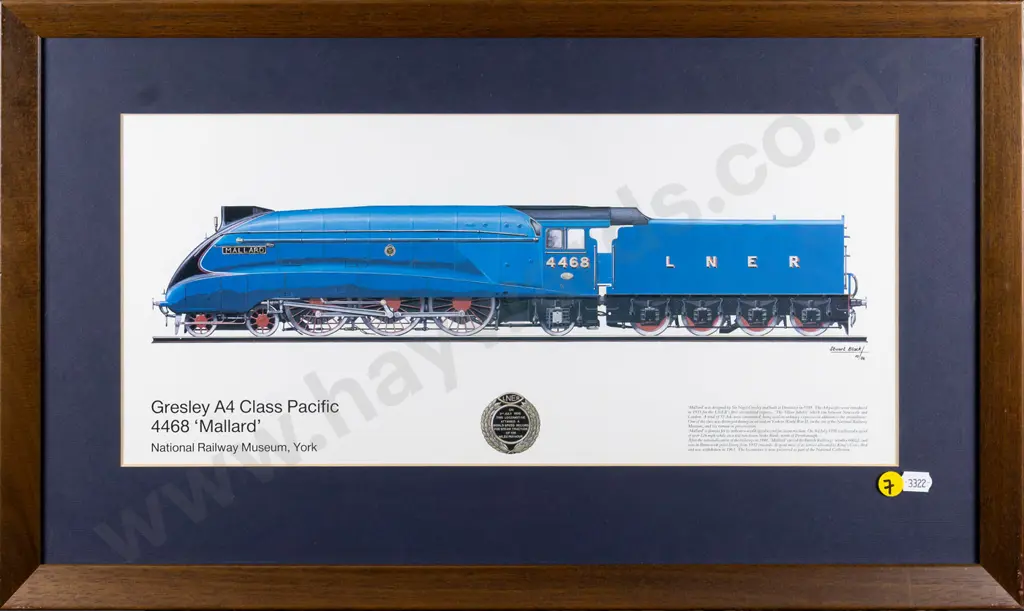 framed ltd edition print 10/86 - Mallard locomotive H-190 W-430 Image 1++