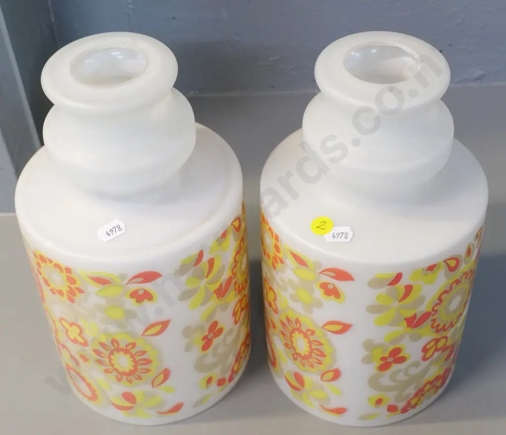 pair of retro frosted glass light shades H-265 D-150 Image 1++