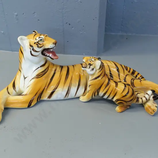 Ceramiche Ronzan Italian large porcelain figurine - leopard and cub H-180 L-560 D-200