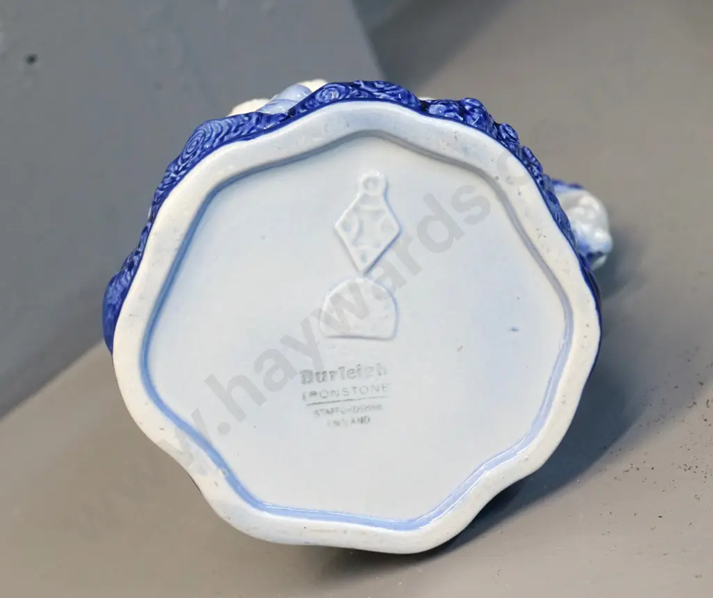 Burleigh blue and white raised relief jug H-200 Image 1++
