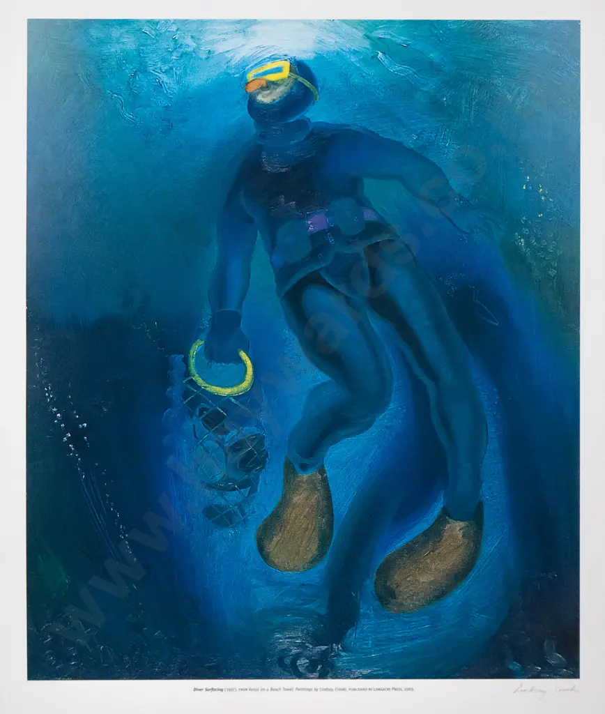 mounted signed Lyndsay Crooks digital print "Diver Surfacing" H-345 W-290 Image 1++