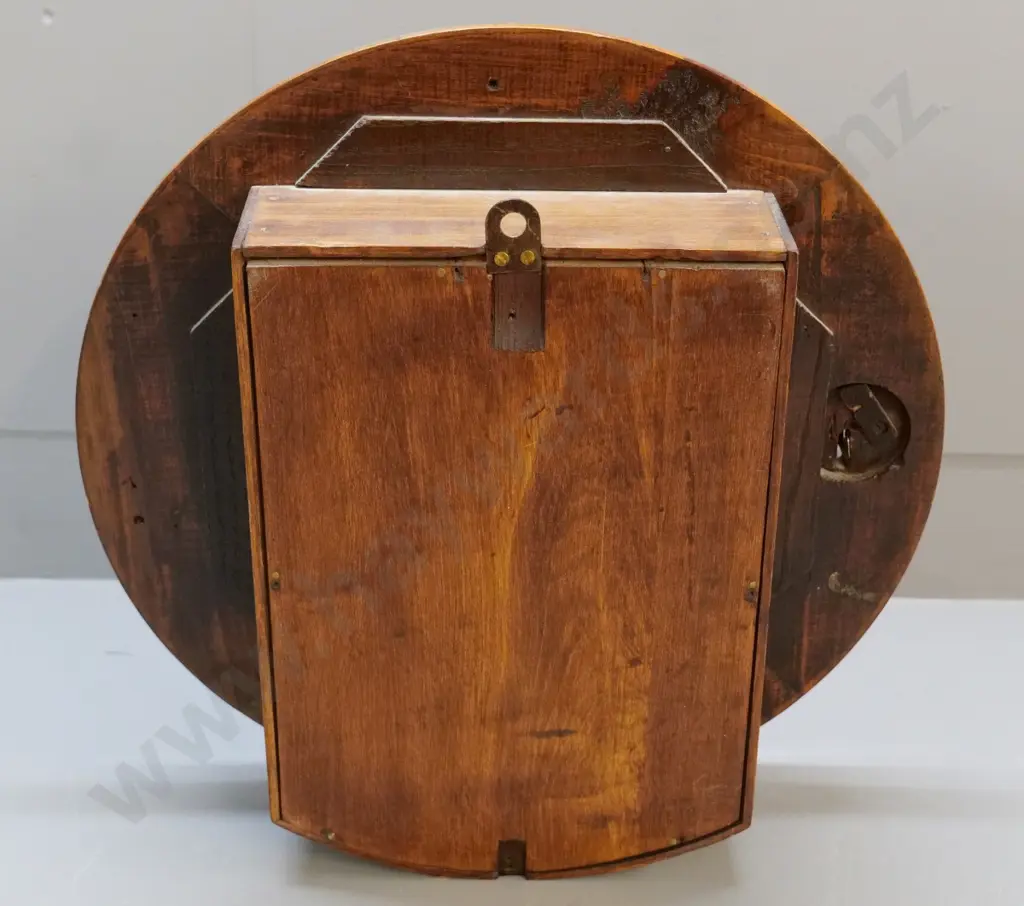 wood-cased Waterbury station clock - some loss of finish on face Diameter 420 D-110 Image 1++