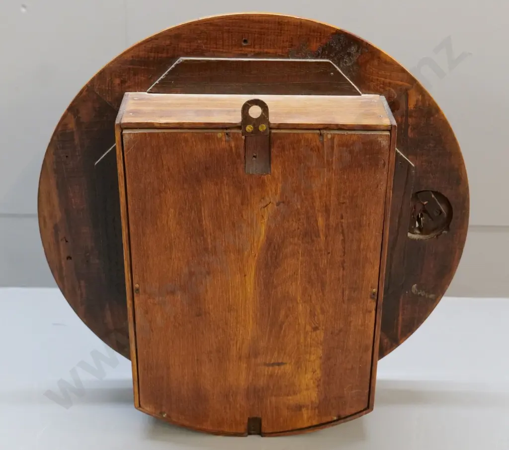 wood-cased Waterbury station clock - some loss of finish on face Diameter 420 D-110 Image 1++