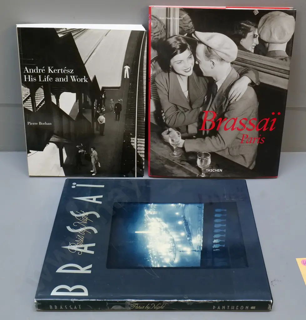 3 photo books - Andre Kertesz paperback 2000 & 2 hard cover on Brassai - Taschen 2008 & 1987 ed. of 1933 Paris By Night Image 1++