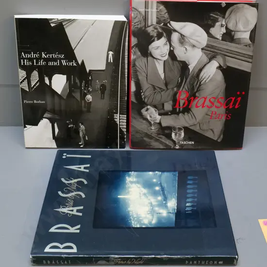 3 photo books - Andre Kertesz paperback 2000 & 2 hard cover on Brassai - Taschen 2008 & 1987 ed. of 1933 Paris By Night
