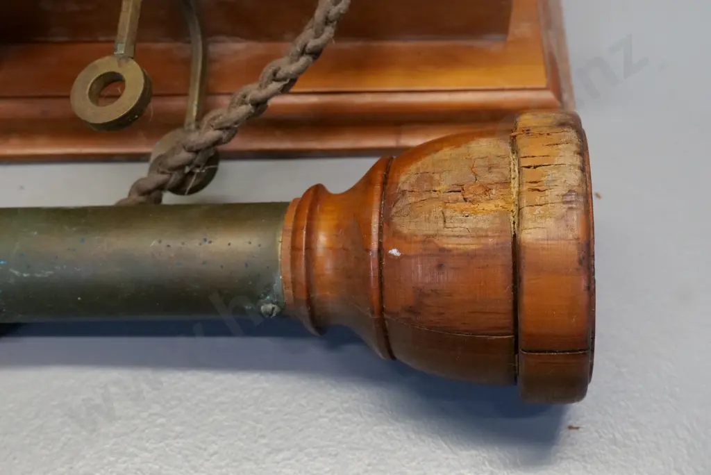 vintage walll-mount telephone modified with dial mechanism - some damage to wood, pitting to brass etc. H-600 W-270 Image 1++
