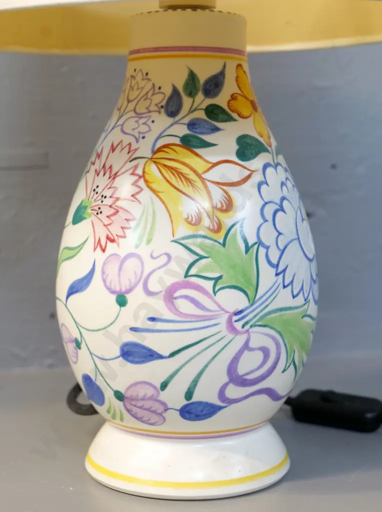 Poole English hand-painted pottery table lamp - shade has some wear H-430 D-260 Image 1++