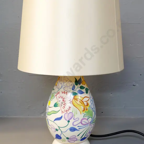 Poole English hand-painted pottery table lamp - shade has some wear H-430 D-260