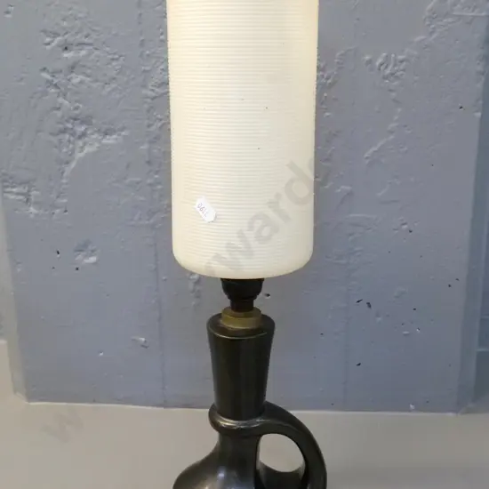 small pottery based table lamp - candlestick shaped H-430 including shade