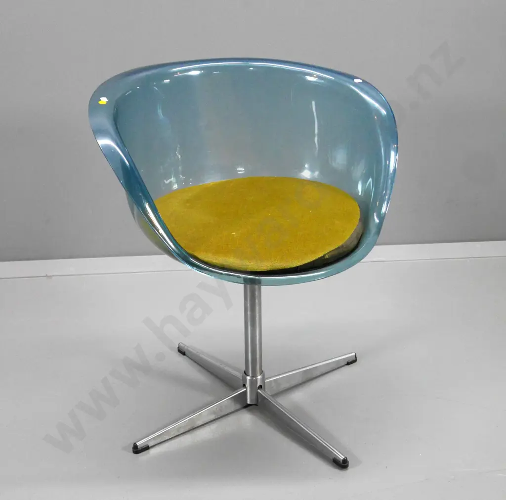 retro perspex swivel dining chair on chrome base, with velvet covered cushion H720 W630 D540 Image 1++