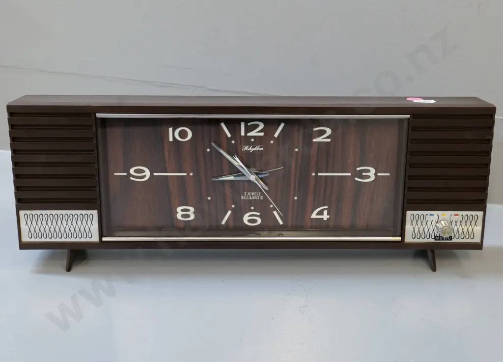 retro Rhythm plastic cased musical clock - music box working H130 W380 D60 Image 1++