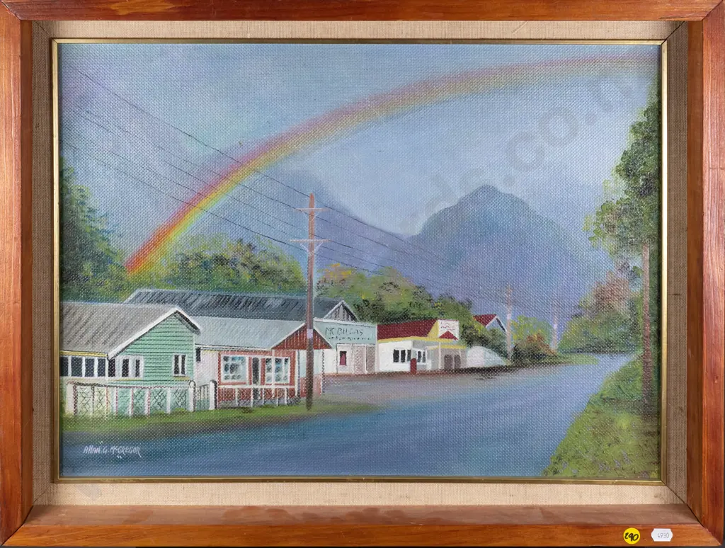 Allan McGregor - framed acrylic "Franz Josef Village" H-390 H-530 Image 1++