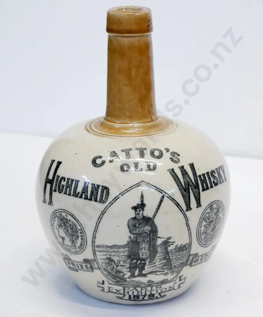 ceramic whiskey jug, Catto's Old Highland Whiskey, Paris Exhibition 1878, condition very good, Image 1++