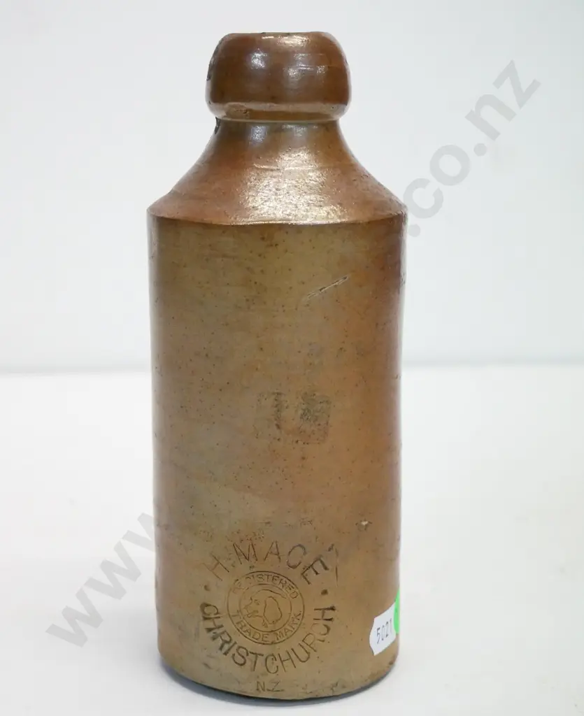 Dumpy ginger beer bottle, H Mace, Christchurch, maker Bourne Lastwood 7, condition very good,, H -170 Image 1++