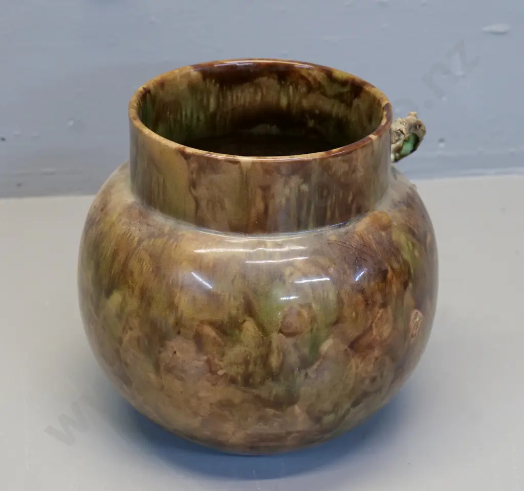 (Milton potteries?) majolica vase with ceramic hail and flowers - AF - damage to flowers H-200 D-200 Image 1++