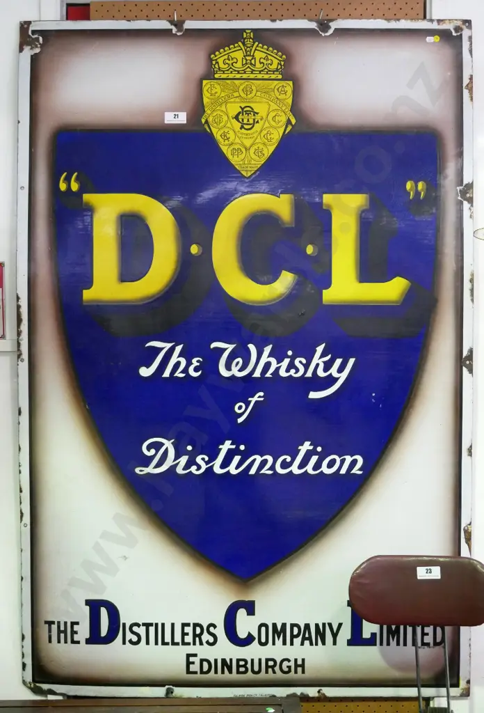 large enamel on metal sign - DCL - Distiller's Company Ltd Edinburgh whisky advertising H1530 W1020 Image 1++