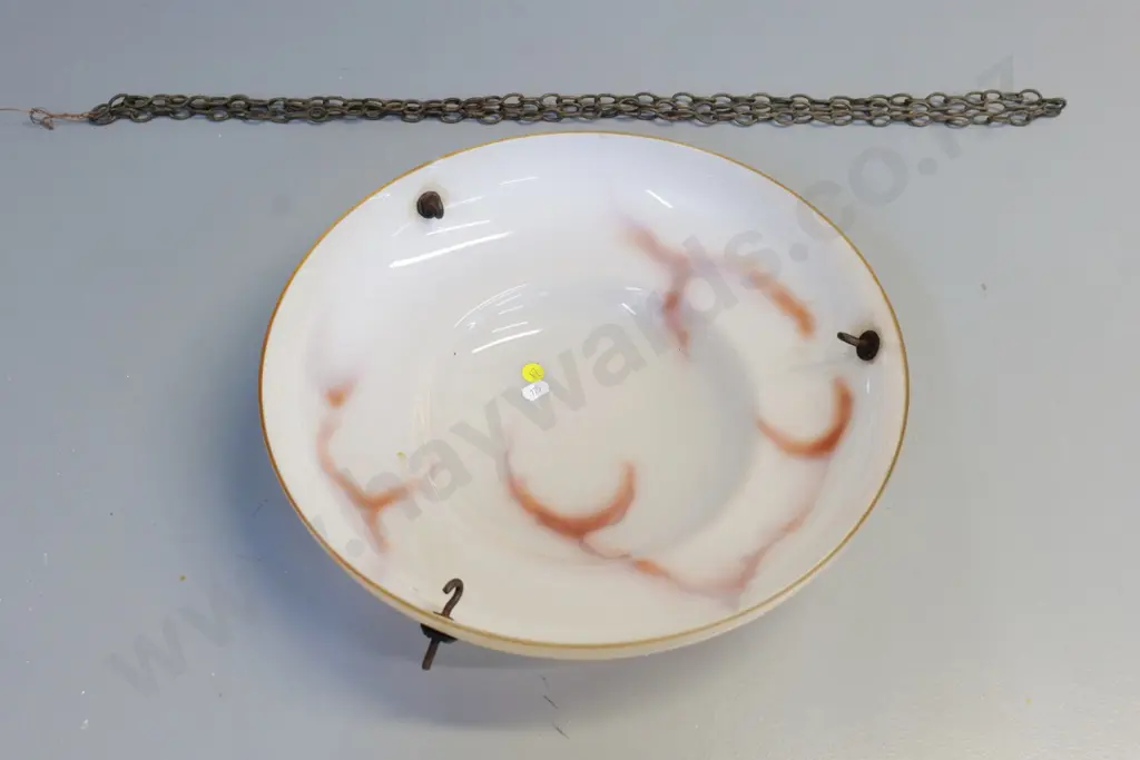 frosted cream and brown veined glass ceiling light shade with chains D-360 Image 1++