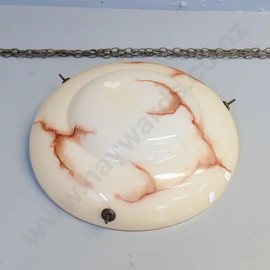 frosted cream and brown veined glass ceiling light shade with chains D-360