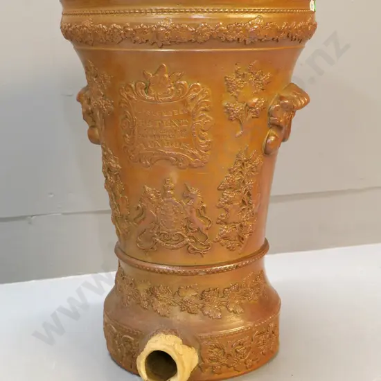 Stone water filter, approx three gallon, Lipscombe Company, London, condition average, spout