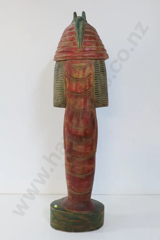 large carved and painted timber Egyptian figure H-1020 Image 1++