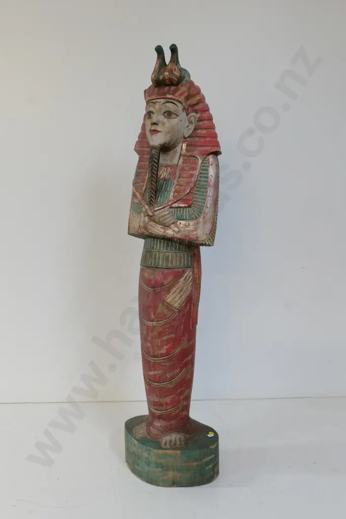 large carved and painted timber Egyptian figure H-1020 Image 1++