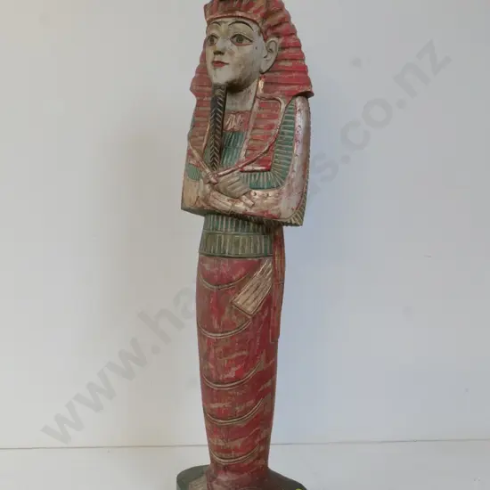 large carved and painted timber Egyptian figure H-1020