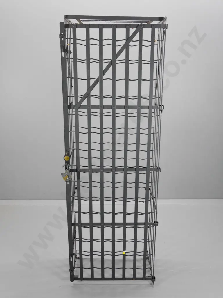 vintage French style lockable iron wine rack w/padlock and key - some surface corrosion H1660 W550 D360 Image 1++