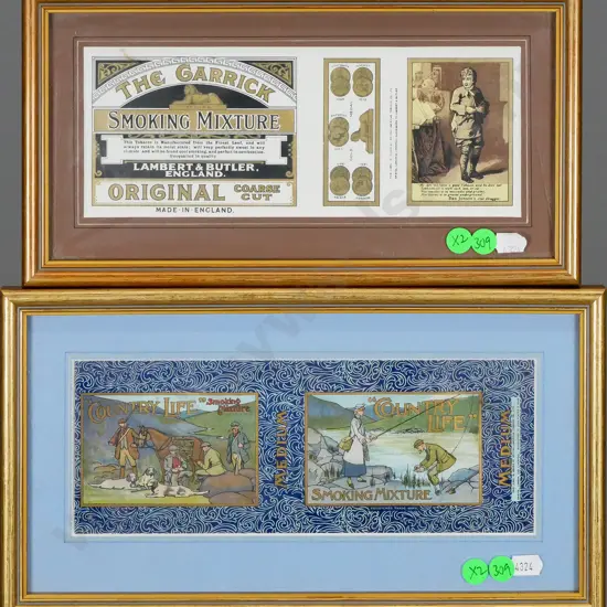 2x framed Smoking Mixture tobacco labels Each H-90 W-230