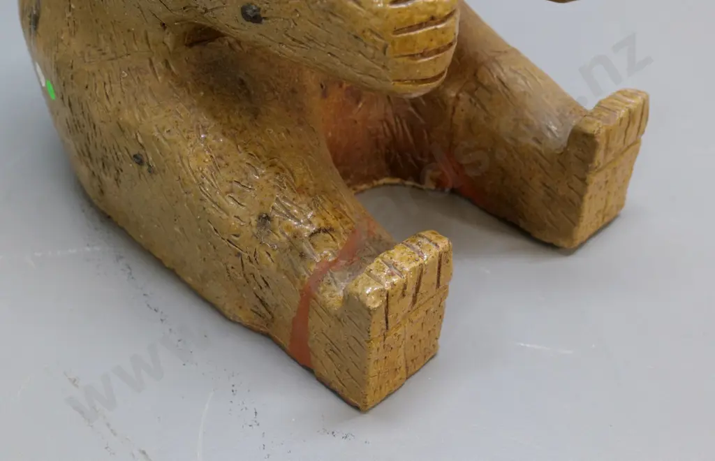 vintage salt-glazed stoneware large bear figure - unknown origin, small chips, has had repairs to feet H-500 W-300 D-440 Image 1++