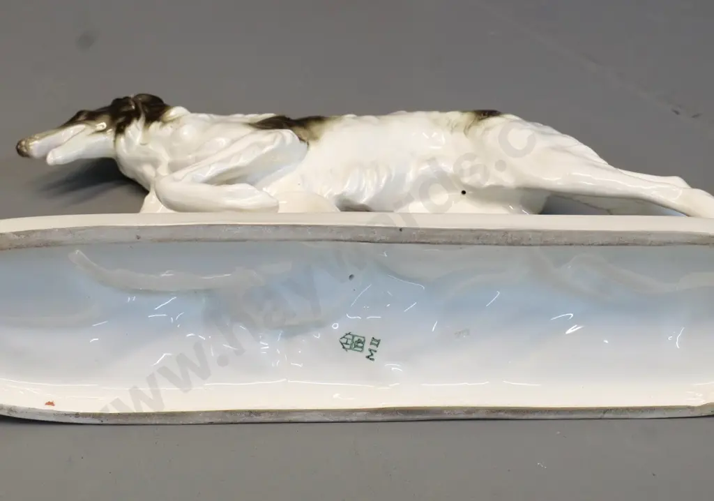 porcelain borzoi dog figure - unknown maker's mark H-230 L-390 Image 1++