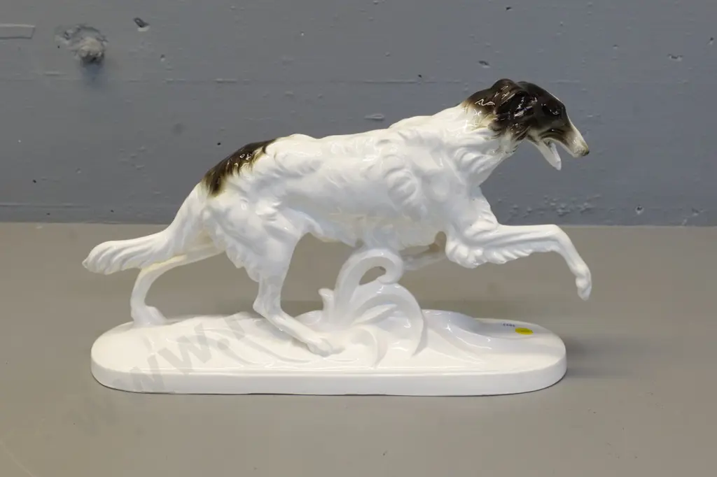 porcelain borzoi dog figure - unknown maker's mark H-230 L-390 Image 1++