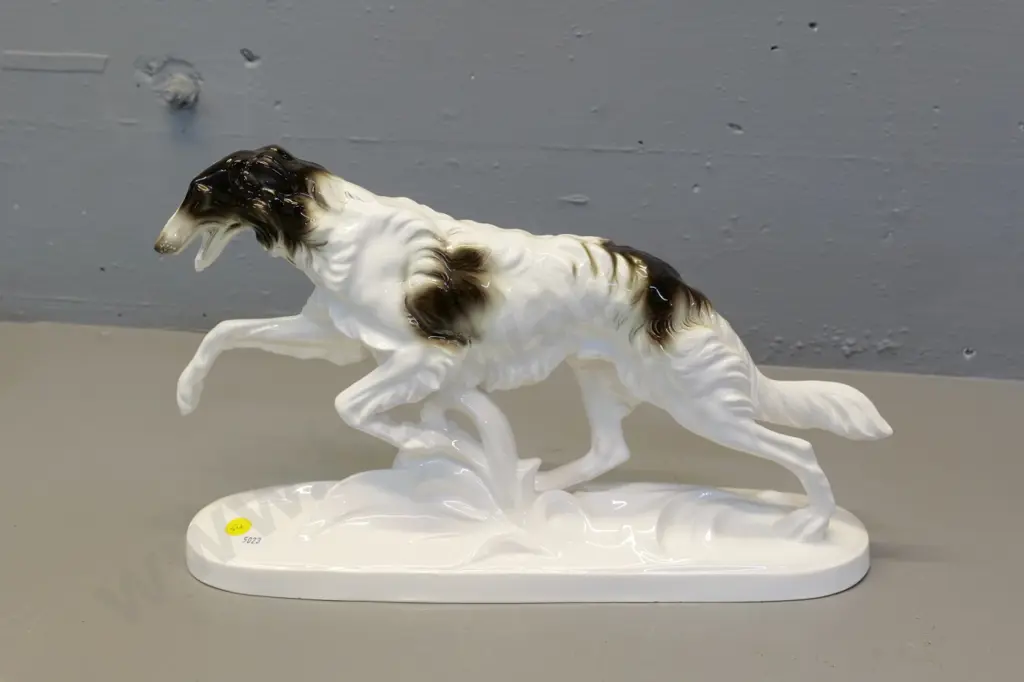 porcelain borzoi dog figure - unknown maker's mark H-230 L-390 Image 1++
